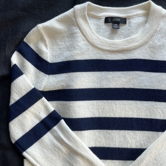 J. Crew Cream Navy Striped Merino Sweater - Picture 2 of 9